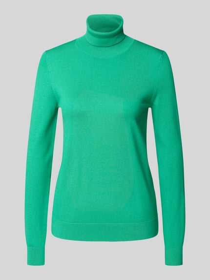 Jake*s Casual Sweter z golfem o kroju slim fit z mieszanki wiskozy w imitacji dzianiny Jabłkowozielony 2