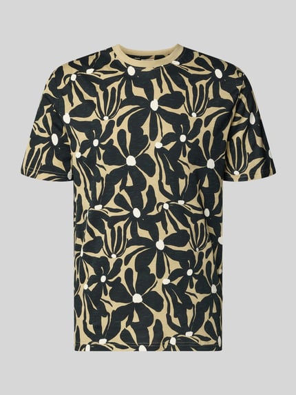Produktfoto, Regular Fit T-Shirt aus reiner Baumwolle Modell 'PERRY' von Only & Sons, beżowo-czarne, wzór allover, jersey