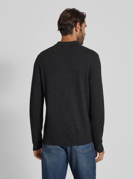 Christian Berg Men Sweter z dzianiny z czystego kaszmiru Antracytowy melanż 5