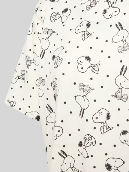 Produktfoto, Pyjame-Oberteil mit Motiv-Print von Jake*s Casual aus reiner Baumwolle, relaxed fit, czarno-białe grochy i nadruk postaci, dekolt okrągły