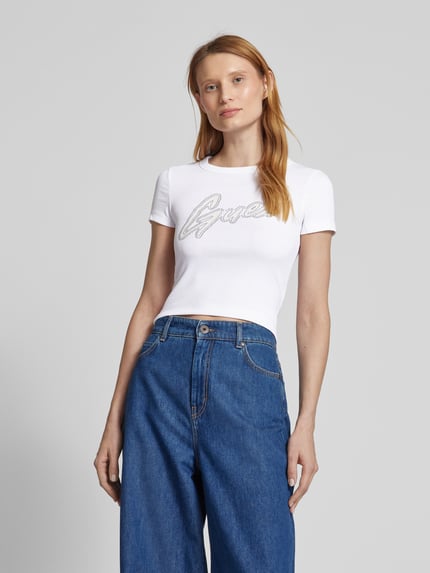 GUESS T-shirt met siersteentjes Wit - 4