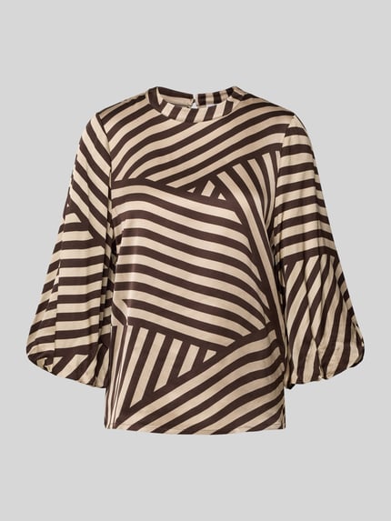 COMMA Blouse met ronde hals Beige - 2