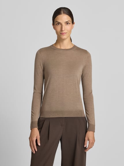 BOSS Regular Fit Pullover aus reiner Schurwolle Modell 'Ferpina' Taupe 4