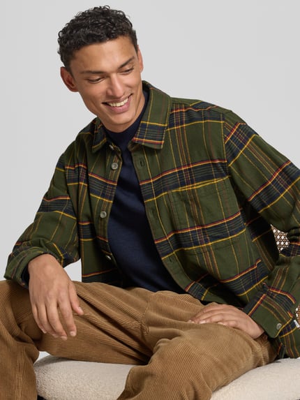 Les Deux Regular fit vrijetijdsoverhemd met kentkraag, model 'Lennon' Donkergroen - 3