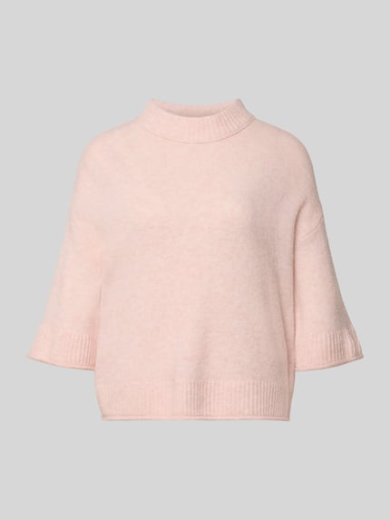 Produktfoto, Strickshirt mit überschnittenen Schultern Modell 'Pafinna' von OPUS in zartem Rosaton, gerader Schnitt, gerippte Abschlüsse, strukturierte Material-Oberfläche