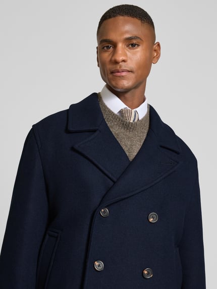 Selected Regular Fit Wolljacke aus Woll-Mix Modell 'ARCHIVE' Dunkelblau 3