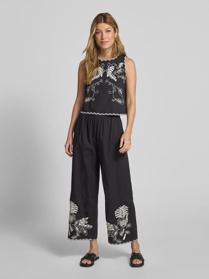 Jake*s Collection Regular fit blousetop met motiefstitching Zwart - 1