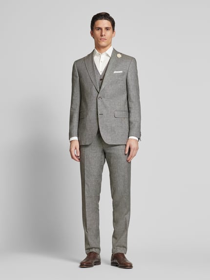 Carl Gross Slim Fit Anzughose aus Leinen-Mix mit Woll-Anteil Mittelbraun 1