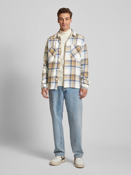 KnowledgeCotton Apparel Overhemdjack met kentkraag Offwhite - 1