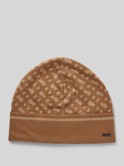 BOSS Beanie met labelapplicatie, model 'Lendia' Beige - 1