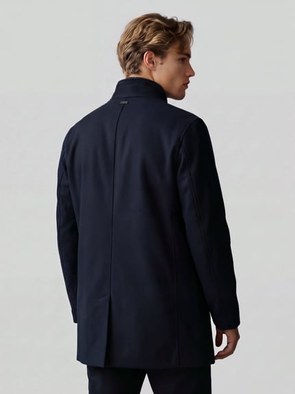 Strellson Regular Fit Kurzmantel aus Woll-Mix Dunkelblau 5
