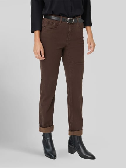 Brax Regular fit recht broek van mix van katoen en lyocell met mix van modal, katoen en elastaan model 'MARY' Donkerbruin - 4