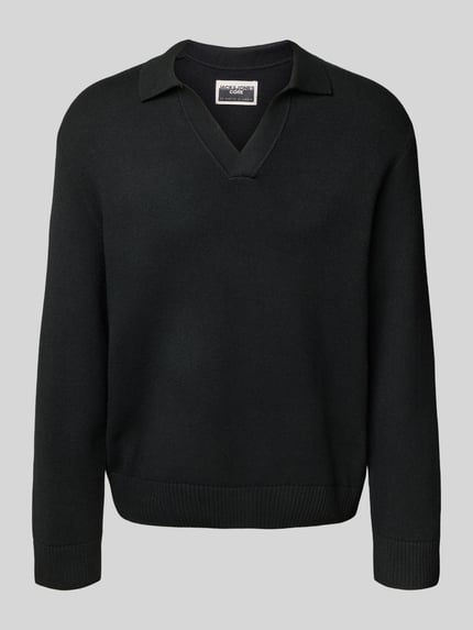 JACK & JONES Gebreide pullover met V-hals, model 'COVER' Zwart - 2