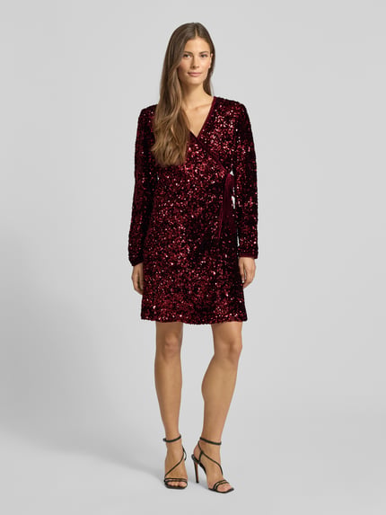 YAS Cocktailkleid mit Pailletten Modell 'ELLE' Bordeaux 1
