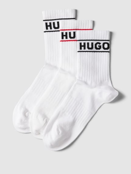 HUGO Sokken met labeldetail in een set van 3 paar, model 'SPORTY' Wit - 1