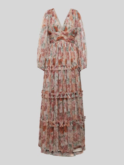 Lace & Beads Avondjurk met bloemenmotief Oudroze - 2