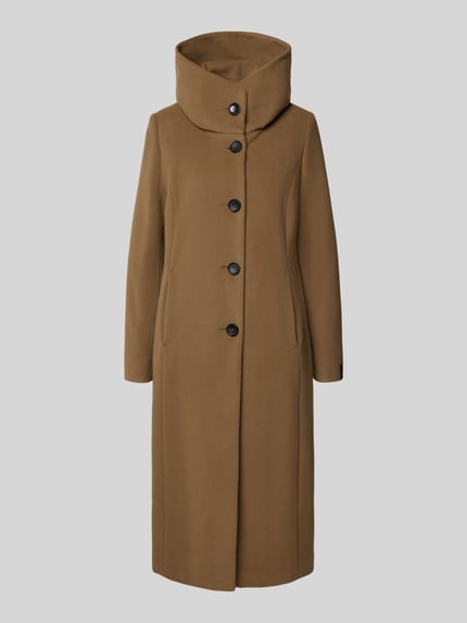 Milo Coats Lange jas met opstaande kraag, model 'STACY' Taupe - 2