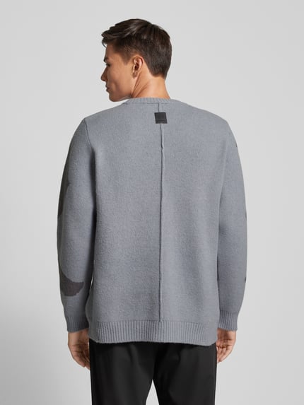 Elias Rumelis Strickpullover mit Label-Print Modell 'Laith' Mittelgrau 5