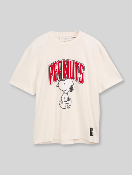 Tom Tailor Denim t-shirt o kroju relaxed fit z nadrukiem peanuts z motywem Złamany biały 2