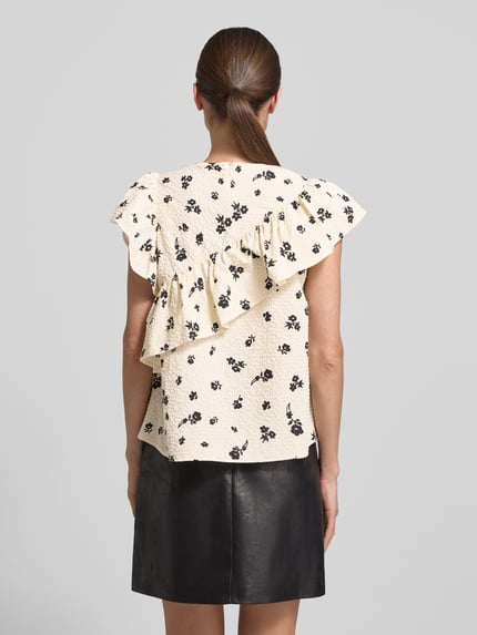 Essentiel Antwerp loose fit blouse met ruchesdetails model 'JOOJOO' Offwhite - 5