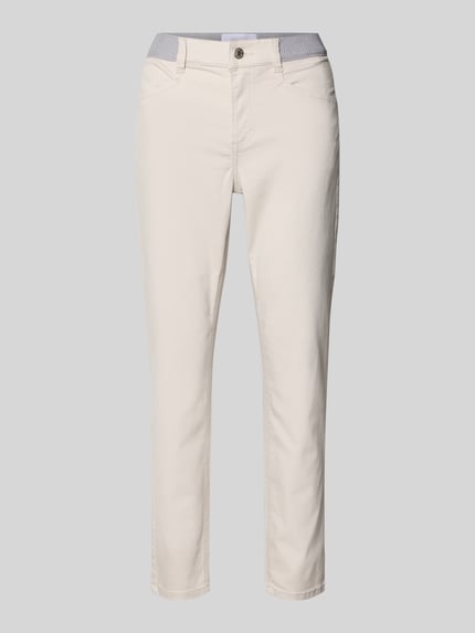 Produktfoto, Cropped Hose mit elastischem Bund Modell 'ORNELLA' von Angels im cremefarbenen Baumwoll-Mix mit Stretch und Eingrifftaschen