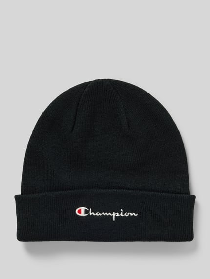 Champion Beanie mit breitem Umschlag und Logo-Stitching Black 1