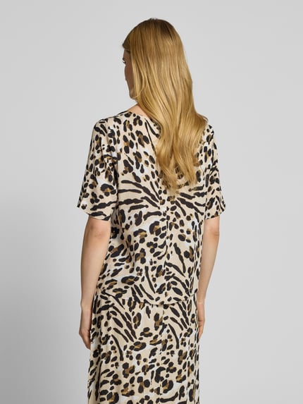 ICHI Regular fit blouse met ronde hals, model 'MARRAKECH' Beige - 5