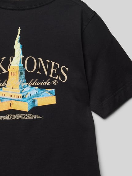 JACK & JONES T-shirt met labelprint, model 'BOSTON PHOTO' Zwart - 2