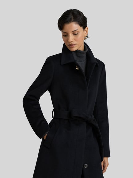 Lauren Ralph Lauren płaszcz o kroju regular fit z mieszanki wełny z domieszką kaszmiru Czarny 1