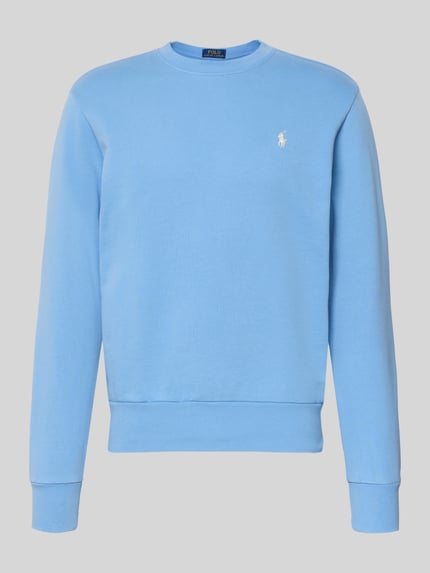 Produktfoto, Relaxed Fit Sweatshirt aus reiner Baumwolle von Polo Ralph Lauren in Hellblau, unifarben, Logo-Detail, Rundhals, langarm, gerippte Abschlüsse, Sweat-Textur