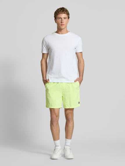 Tommy Jeans regular fit sportshorts met tunnelkoord Neongeel gemêleerd - 1