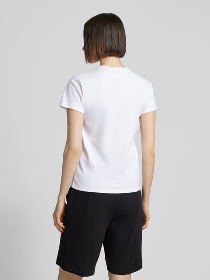 OPUS T-shirt met geribde ronde hals, model 'Samun' Wit - 5