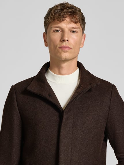 Matinique Regular fit lange jas van katoenmix met viscose Donkerbruin - 3
