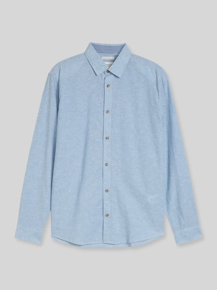 Tom Tailor Regular Fit Freizeithemd aus Leinen-Baumwolle-Mix Hellblau 2