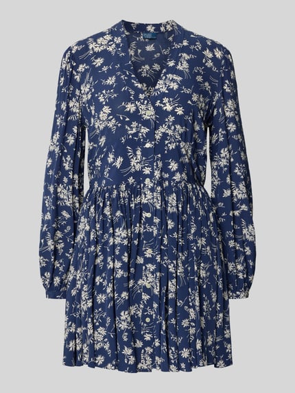 Polo Ralph Lauren Minikleid aus reiner Viskose mit V-Ausschnitt Blau 2