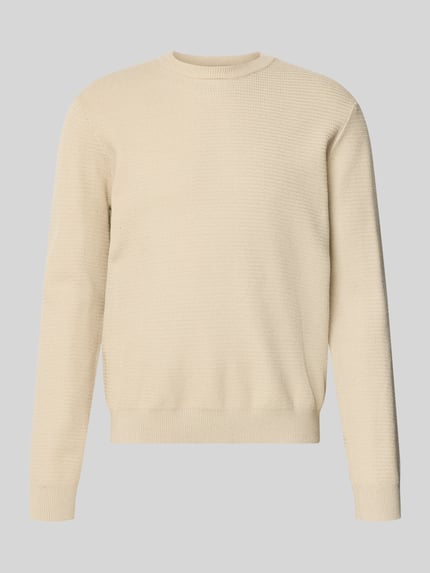 ONLY & SONS Strickpullover aus Viskose-Mix mit Jacquardstruktur und Rundhalsausschnitt Beige 1