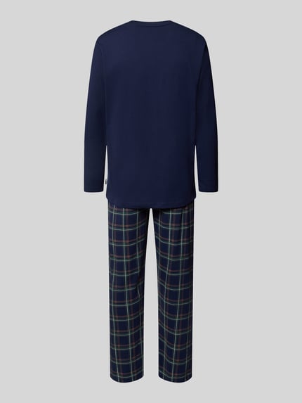 bugatti Regular Fit Pyjama mit Label-Print Marine 3