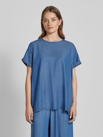 mbyM Bluzka z tkaniny stylizowanej na denim model ‘Amana’ Jeansowy niebieski 4