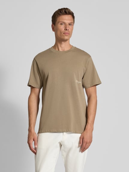 POMPEII BRAND T-shirt z nadrukiem z logo Khaki 4