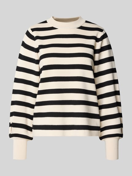 Jake*s Collection Sweter z dzianiny z prążkowanymi wykończeniami Złamany biały 2