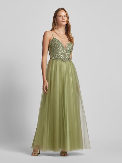 Laona Abendkleid mit floralen Stickereien Lind 4