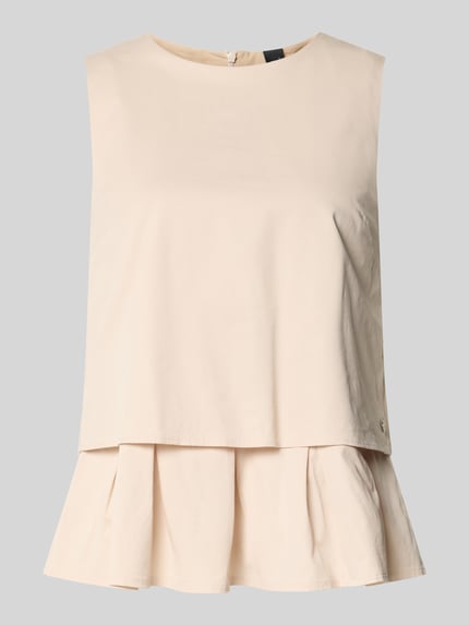 Marc Cain Blusenshirt mit Volantsaum und Rundhalsausschnitt Beige 2
