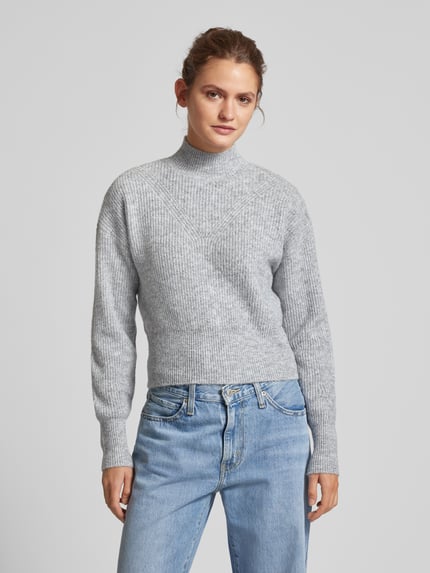 NOISY MAY® Strickpullover mit Stehkragen Modell 'NELLA' Mittelgrau Melange 4