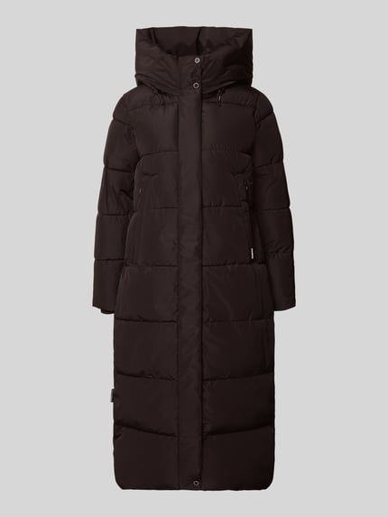 Produktfoto, Regular Fit Mantel in Stepp-Optik Modell 'SOULANI' von khujo, schwarz, lange Form, mit Kapuze und Stehkragen, Damen