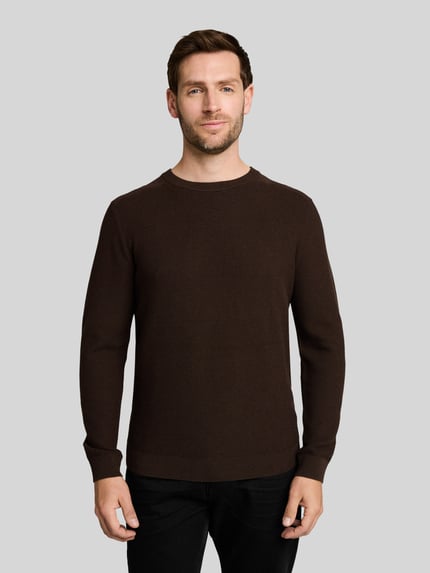 Tom Tailor Regular Fit Pullover mit Crew Neck Kragen Dunkelbraun 4