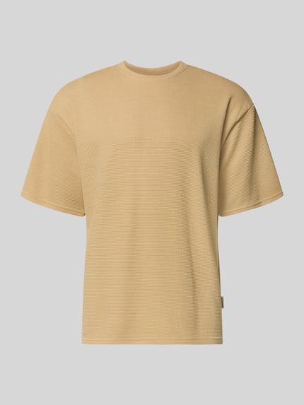 Redefined Rebel T-Shirt mit Strukturmuster und Rundhalsausschnitt Modell 'PETER' Beige 2