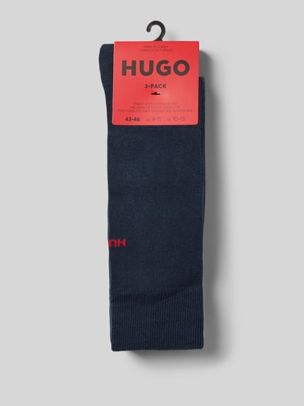 HUGO Socken mit Label-Detail im 3er-Pack Modell 'UNI COLORS' Dunkelblau 3
