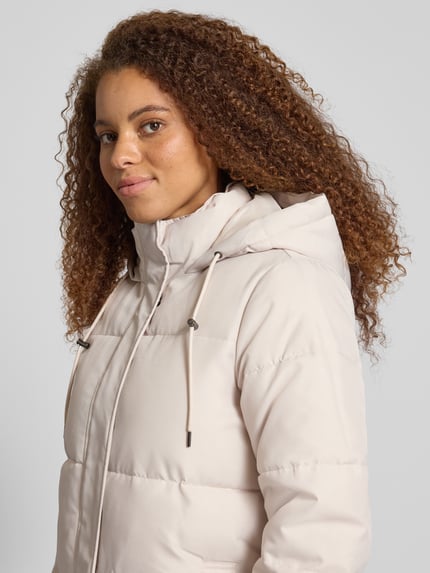 ONLY Comfort fit gewatteerde lange jas met fijne structuur, model 'IRENE' Offwhite - 3