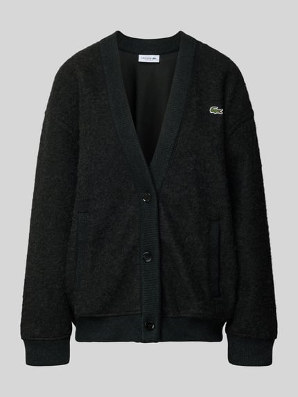 Lacoste Cardigan mit Logo-Patch Anthrazit 2