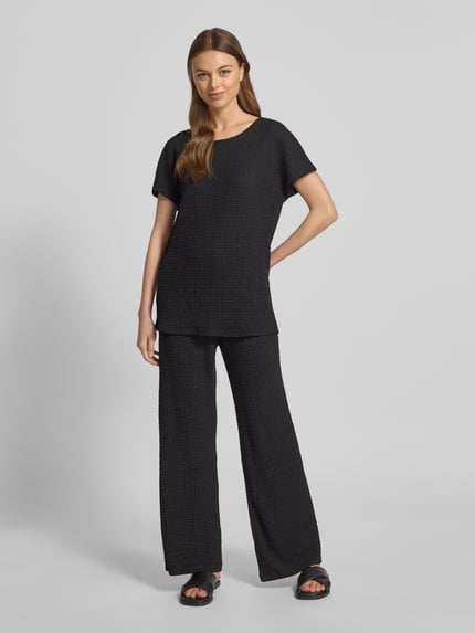Christian Berg Woman T-Shirt mit geripptem Rundhalsausschnitt Black 1
